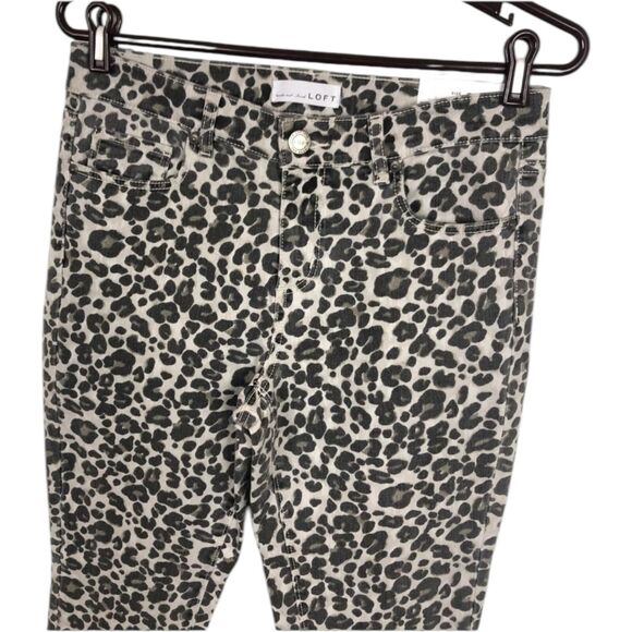 NWT Loft Modern Skinny Gray Black Leopard Print Jeans Women's Petite Size 4 - Picture 7 of 8